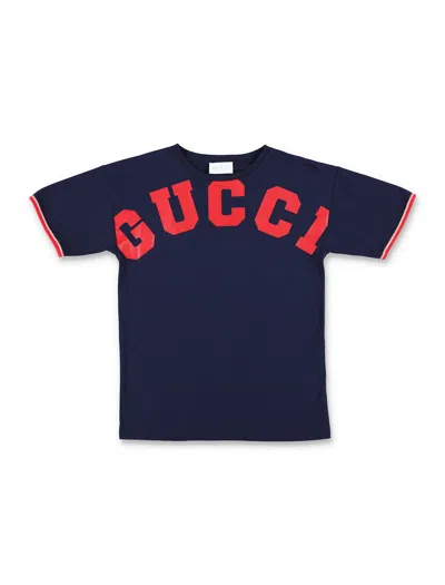 Gucci Kids Cotton Printed T-shirt In Blue