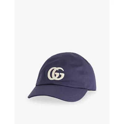 Gucci Kids' Diego Cotton Cap Sapphire/dark Green In Blue