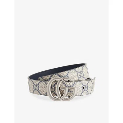 Gucci Kids' Gg Leather Belt In Gray