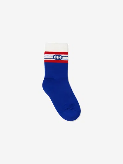 Gucci Kids Gg Logo Socks Eu 15 - 16 Blue By Childsplay Clothing
