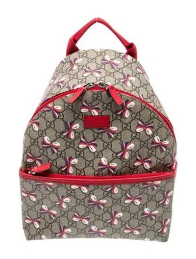 Pre-owned Gucci Kids' Gg Supreme Backpack In Neutrals/red