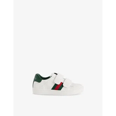 Gucci White/grg/ten.green Kids' Gg Supreme Canvas Trainers Eur 25 /7.5 Uk