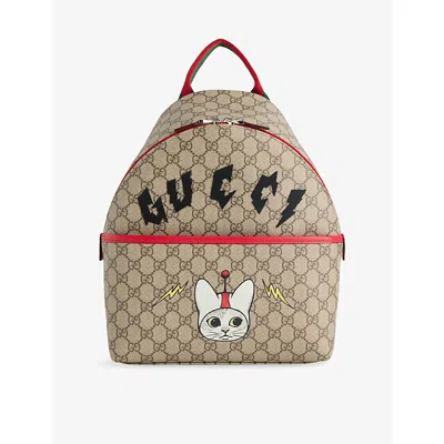 Gucci Kids' Gg-monogram Canvas Backpack B.ebo Mul/br.hib/vrv