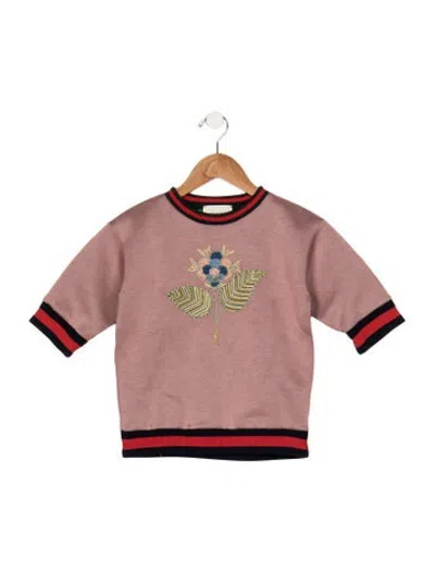 Pre-owned Gucci Kids' Girls' Embroidered Long Sleeve Sweatshirt In Pink