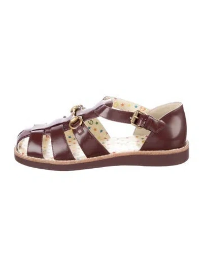 Pre-owned Gucci Kids Girls' Leather Sandals In Brown