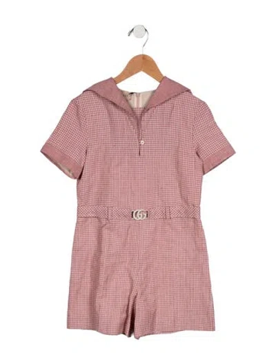 Pre-owned Gucci Kids Girls' Pattern Romper W/tags In Pink/red