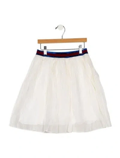 Pre-owned Gucci Kids Girls' Pleated Metallic Skirt In White