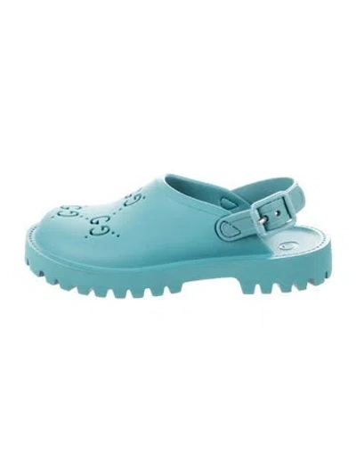 Pre-owned Gucci Kids Girls' Rubber Croc Sandals W/tags In Blue