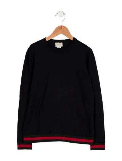Pre-owned Gucci Kids Girls' Web Accent Sweater In Blue