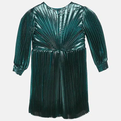 Pre-owned Gucci Kids Green Lamé Pleated Dress 5 Yrs