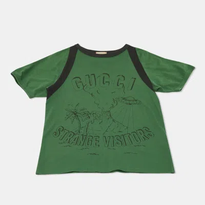 Pre-owned Gucci Kids Green Printed Cotton T-shirt 10 Y