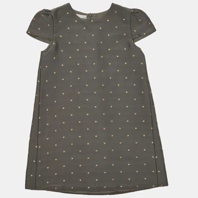 Pre-owned Gucci Kids Grey Star Pattern Silk Blend Dress Size 6 Yrs