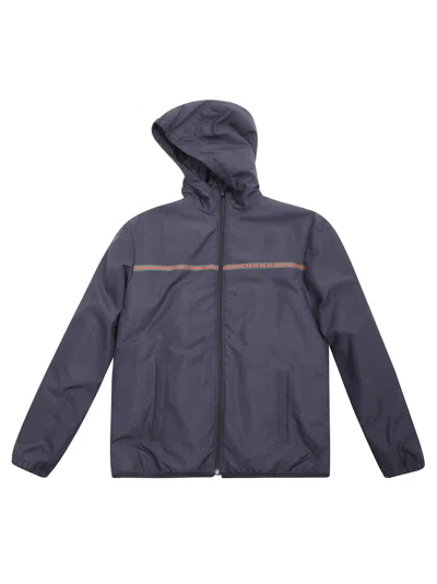 Gucci Kids Hooded Zip Jacket In Recycled Materials In Blue