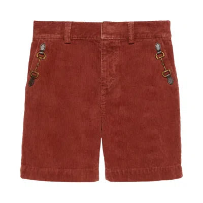 Pre-owned Gucci Kids Horsebit Corduroy Shorts 'red' | Kid's Size 10