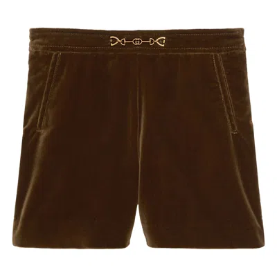 Pre-owned Gucci Kids Horsebit Velvet Shorts 'brown' | Kid's Size 8