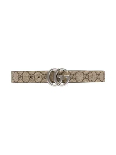 Gucci Kids Hypoallergenic Double G Buckle Belt For Boys, 2.5cm Width In Beige