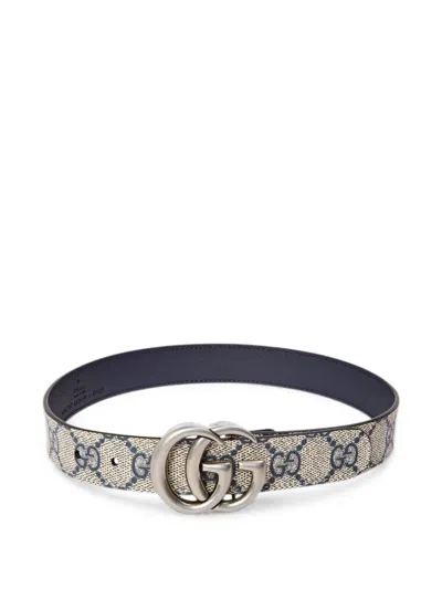 Gucci Kids Hypoallergenic Palladium Double G Buckle Belt 2.5cm Width In Beige