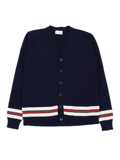 Gucci Kids B L/s Cardigan Co Plain St W/w In Blue