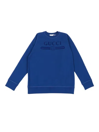 Gucci Kids J L/s Sweatshirt Felted Ctn Je In Blue