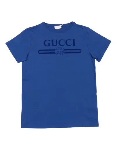 Gucci Kids J S/s T.shirt Ctn Jersey In Blue