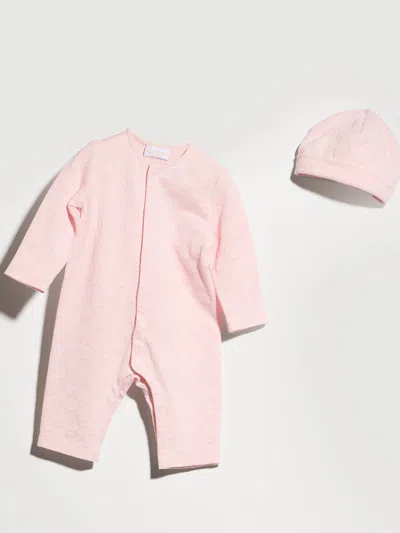 Gucci Kids Kids Gg Cotton Pique Crewneck Sweatshirt Set With Hat In Rosa