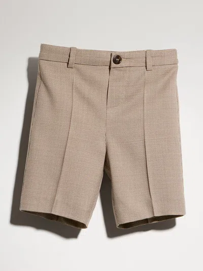 Gucci Kids Kids Mini Chevron Wool Shorts With Tonal Cupro Lining In Neutral