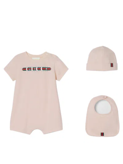Gucci Kids Kids' Mini Gift Set With Hat And Bib In Pink