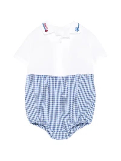 Gucci Kids Kids' Short Sleeve Polo With Snap Buttons In Blue