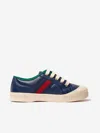 Gucci Navy Blue Leather Trainers In Blue