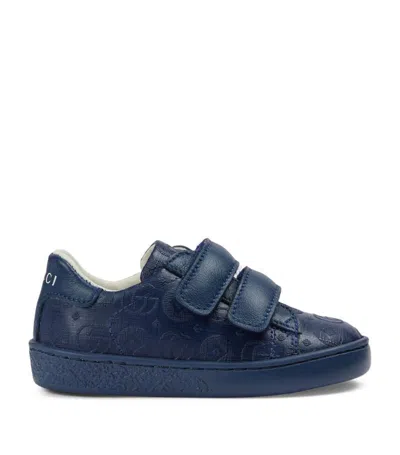 Gucci Kids Leather Ace Sneakers In Blue