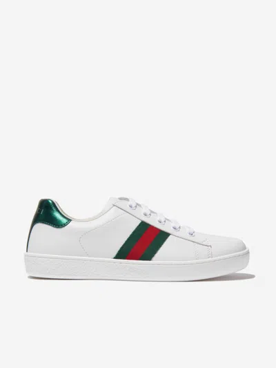 Gucci Kids Leather Ace Trainers Eu 33 Uk 1 White