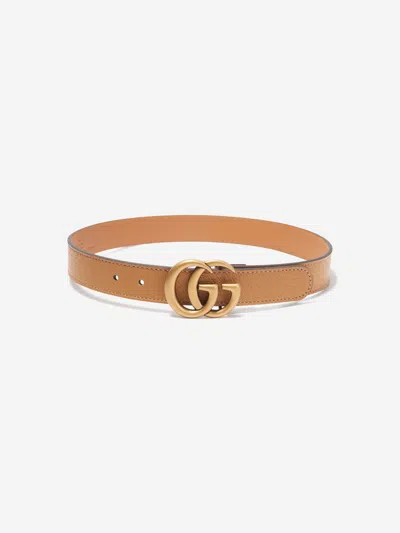 Gucci Kids Leather Gg Belt In Brown