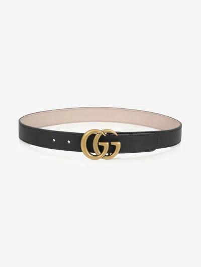 Gucci Gg Logo-buckle Leather Belt In Black