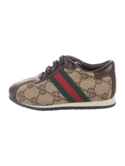 Pre-owned Gucci Babies' Kids' Leather Low Top Sneaker In Brown