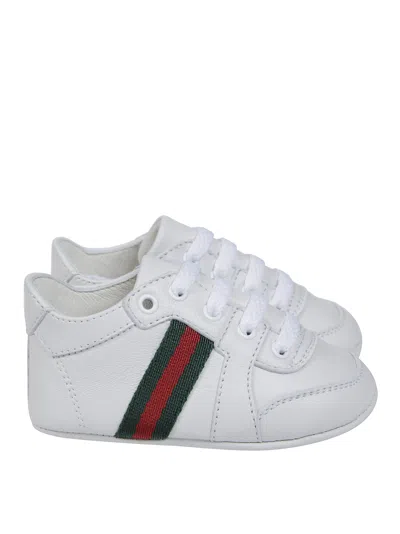 Gucci Kids Leather Sneaker In White