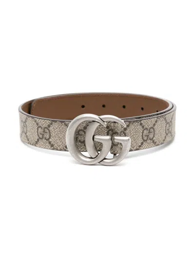 Gucci Kids Logo Buckle Belt In Gray