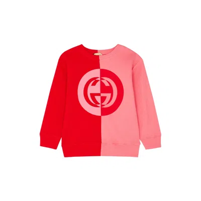 Gucci Kids Logo-print Cotton Sweatshirt (6-12 Years) In Red