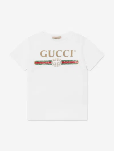 Gucci Kids'  Logo印花t恤 In White