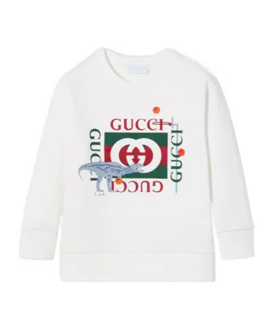 Gucci Kids Logo Printed Long-sleeved T-shirt In White