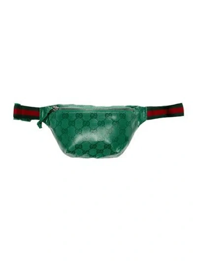 Pre-owned Gucci Kids' Logo Waist Bag In Green
