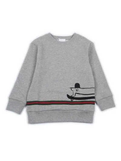 Gucci Kids L/s Sweatshirt Felted Cotton J In Gray