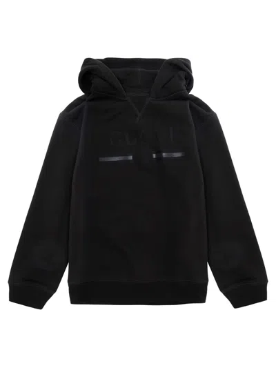 Gucci Kids Mini Fixed-hood Fleece Cotton T-shirt With Gg Interlocking Print In Black