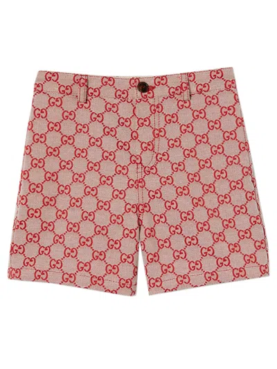 Gucci Kids Mini Gg Canvas Adjustable Shorts For Girls In Red