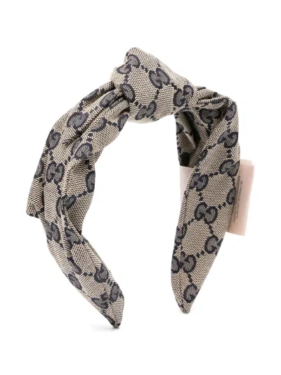 Gucci Kids Mini Gg Canvas Knot Hat - 14cm X 14cm In Beige