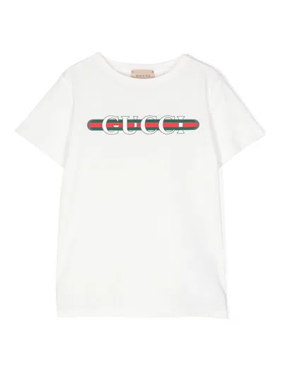 Gucci Kids Mini Graphic Cotton T-shirt For Boys In White