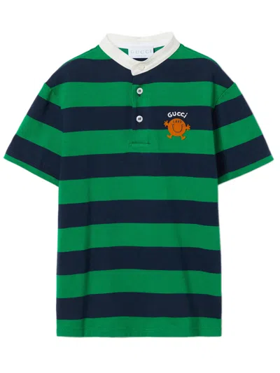 Gucci Kids Mini Polo Shirt With Embroidered Logo In Green
