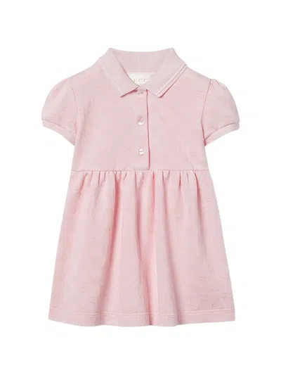 Gucci Kids Mini Puff Sleeve Polo Dress In Pink