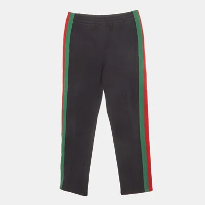 Pre-owned Gucci Kids Navy Blue Web Stripe Cotton Knit Track Pants 12 Yrs