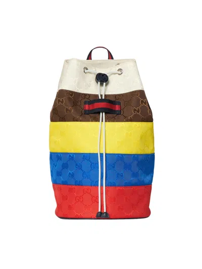 Gucci Kids Nylon Gg Backpack In Bianco