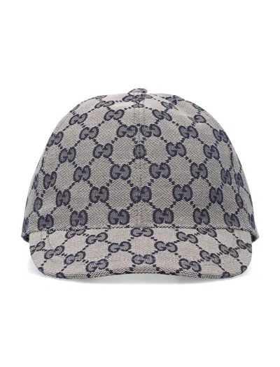 Gucci Kids Original Gg Baseball Hat - Adjustable Fit In Dark Brown/blue